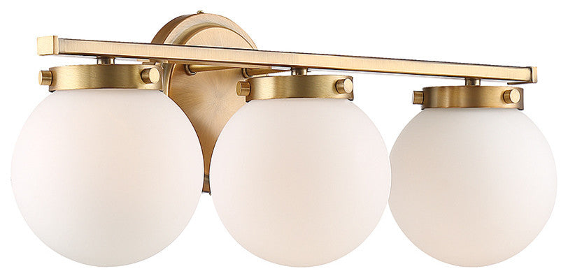 3-Light Bath Bar, Natural Brass