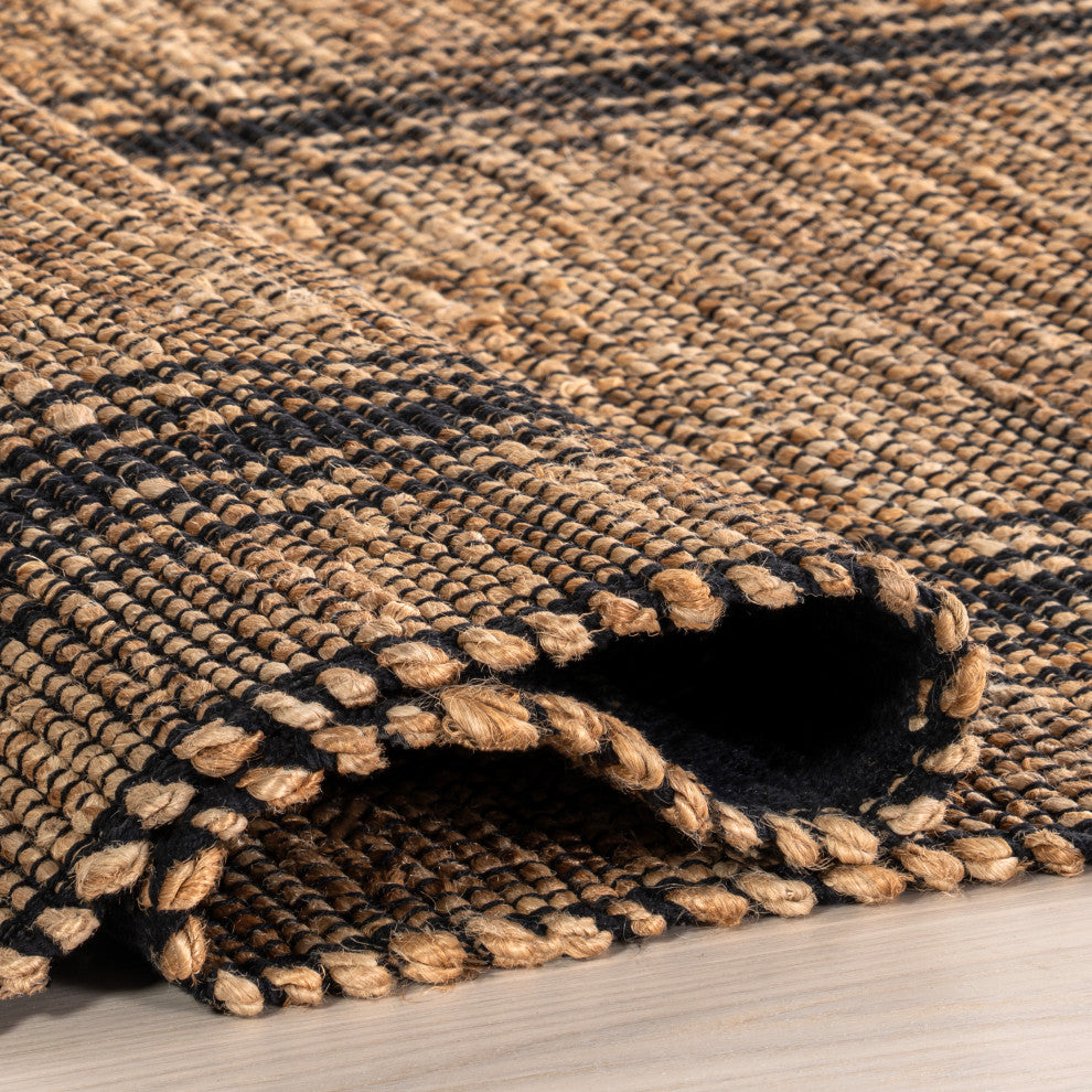 Nuloom Odette Braided Striped Jute Rug, Natural 5' x 8'