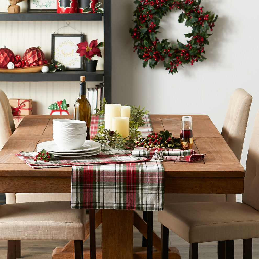 Christmas Plaid Table Runner 14x108