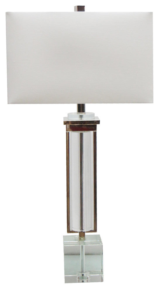 Crystal, Polished Nickel Metal Table Lamp