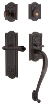 Meadows Plate S Grip Entry Set Fleur Lever, Timeless Bronze, 2-3/4", Right