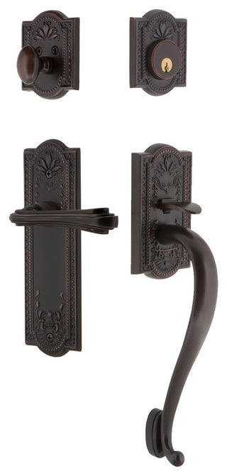 Meadows Plate S Grip Entry Set Fleur Lever, Timeless Bronze, 2-3/4", Right