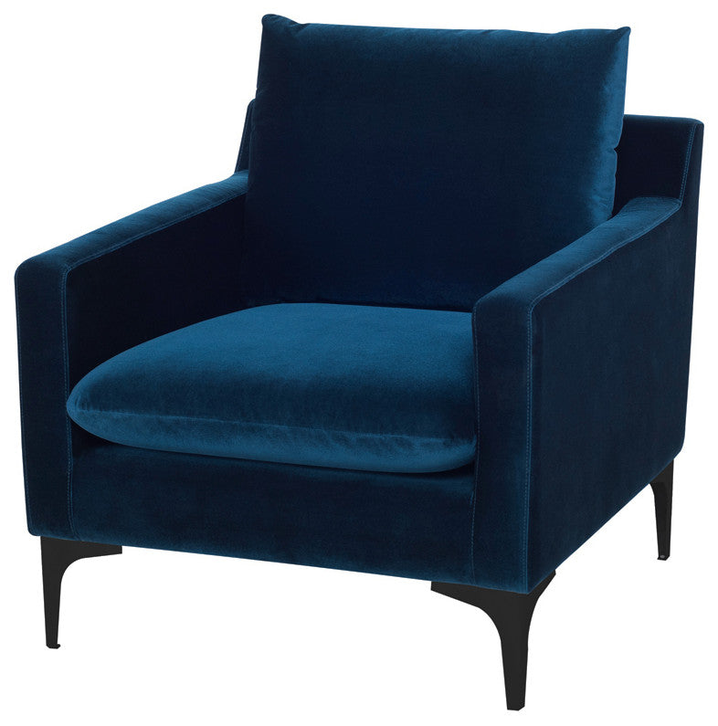 Anders Midnight Blue Fabric Single Seat Sofa, HGSC505