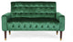 Aubrie Tufted Velvet Loveseat With Gold Tipped Tapered Legs, Emerald, Gold Finish