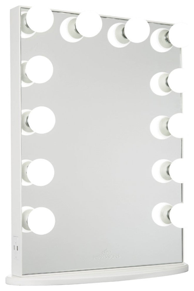 Hollywood Glow XL Vanity Mirror, Glossy White, Frosted Led Globe Bulbs