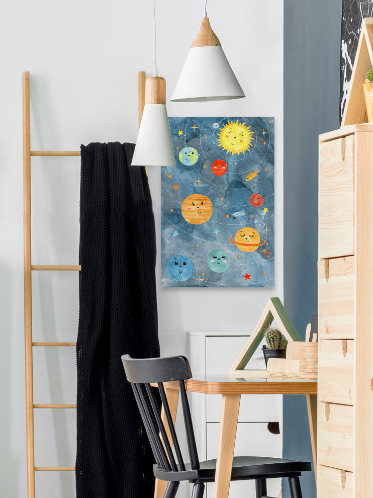 "Planets in Orbit" Painting Print on Wrapped Canvas, 24x36