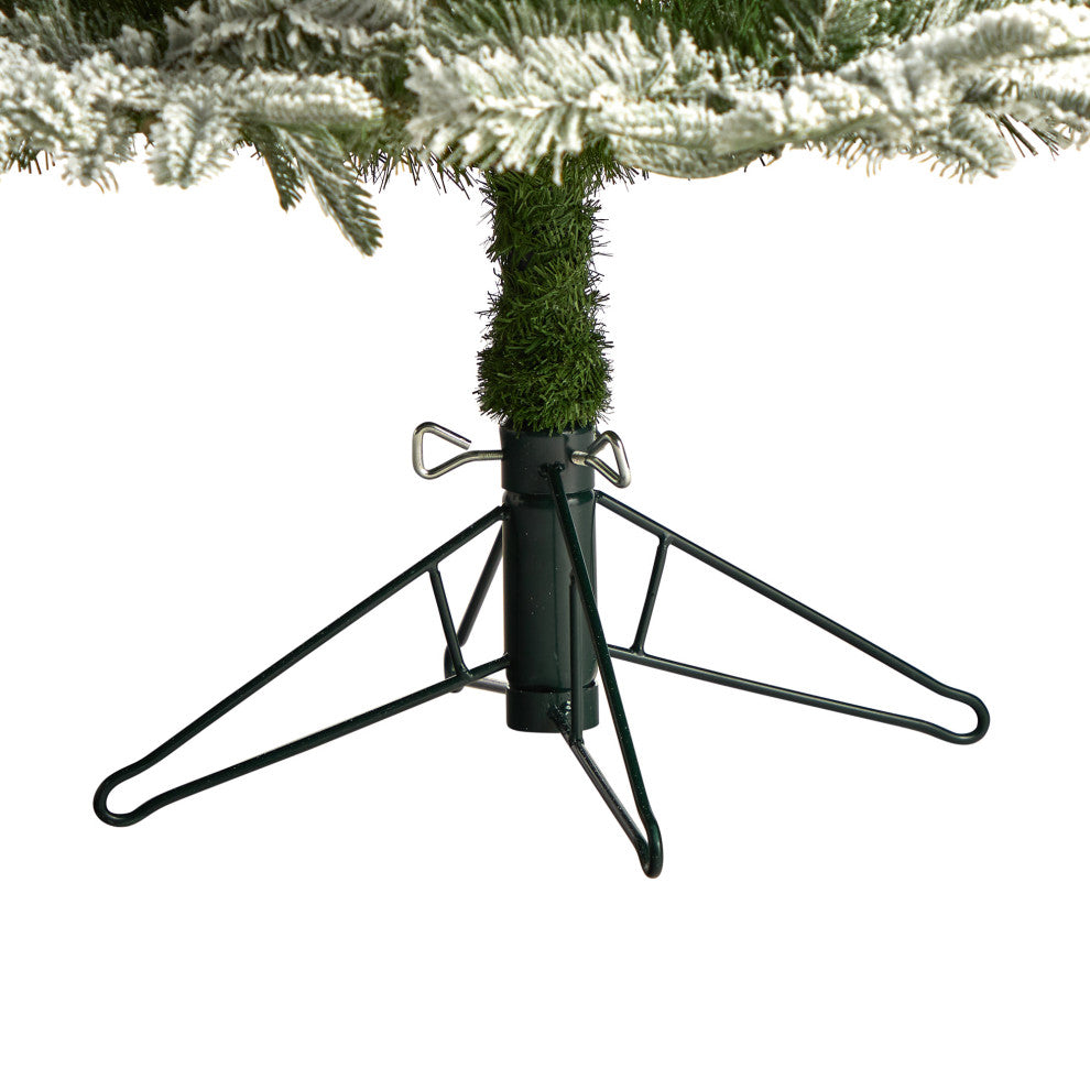 6' Flocked Colorado Mountain Fir Faux Xmas Tree W/Microdot, Multifunction Lights