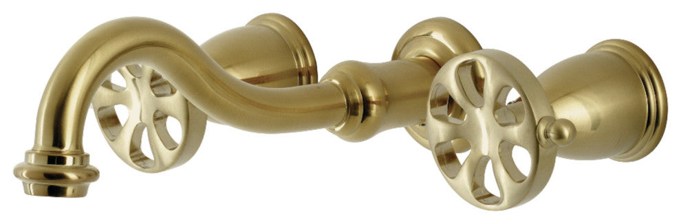 KS3027RX Two-Handle Wall Mount Tub Faucet, Brushed Brass