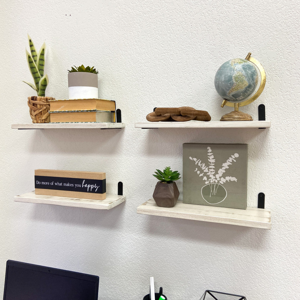Barn Walls Floating Shelves - Set of 4, Antique White