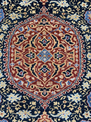 Hand-Knotted Wool Navy/Red Traditional Classic Oushak Rug, 6'x9'