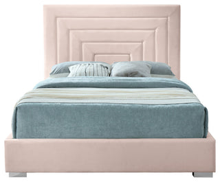 Nora Velvet Upholstered Bed, Pink, Queen