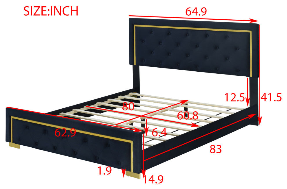 Gewnee Queen Size Upholstered Platform Bed
