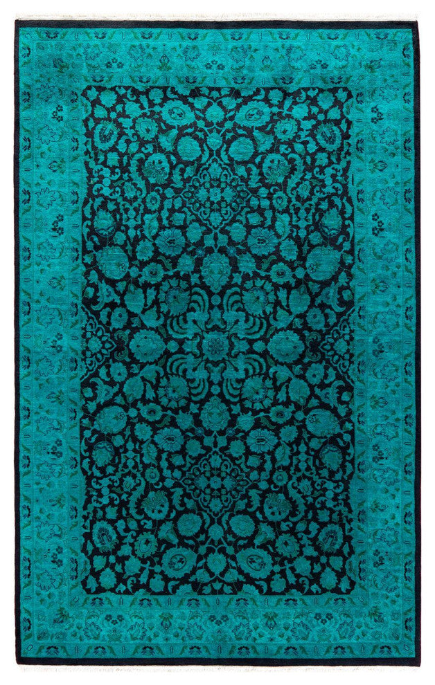 Fine Vibrance, One-of-a-Kind Hand-Knotted Area Rug Green, 4'1"x6'5"