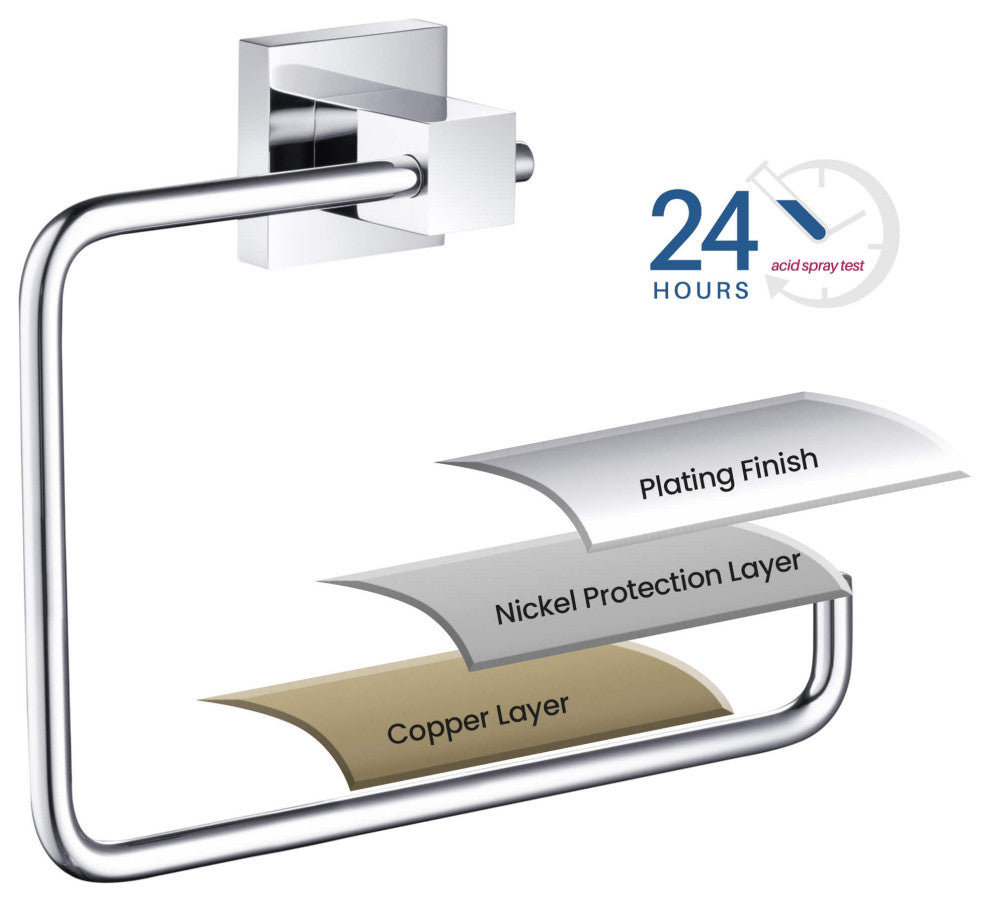 Cube Bathroom Towel Ring, Chrome