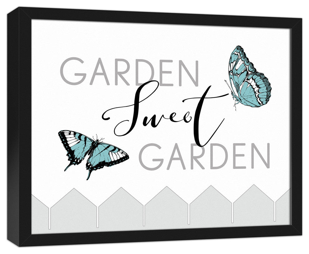 Garden Sweet Garden with Butterflies 16"x20" Black Framed Print on Canvas