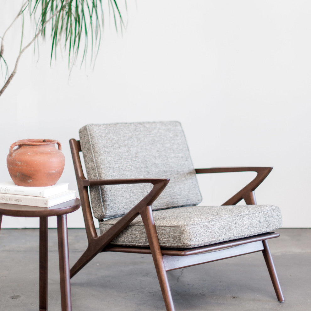 Zach Mid Century Modern Walnut Lounge Chair, Mineral