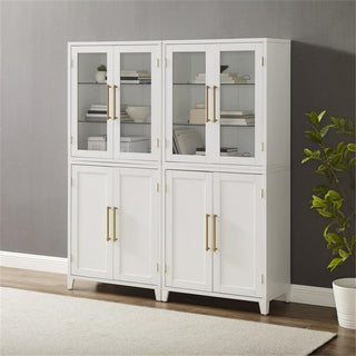 Crosley Furniture Roarke 2-Piece Glass Door Wood Pantry Storage Cabinet in White