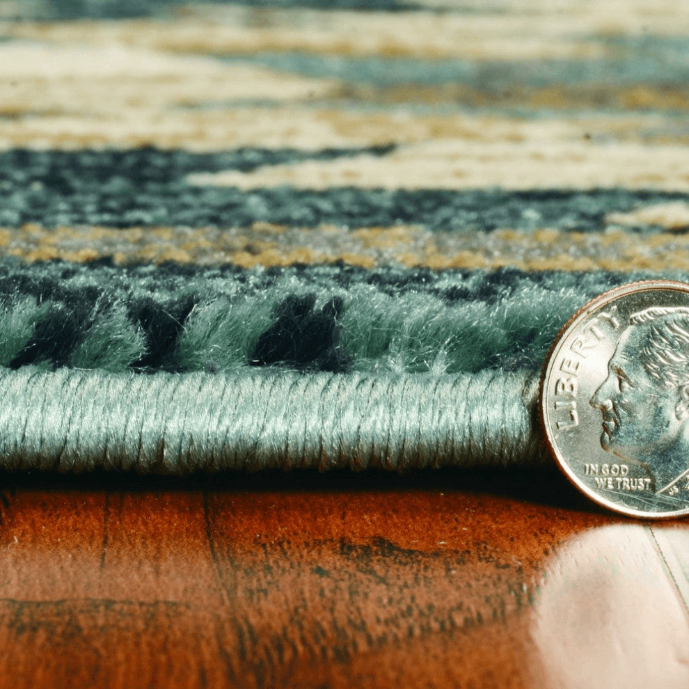 5' X 8' Slate Blue Winter Pine Trees Area Rug