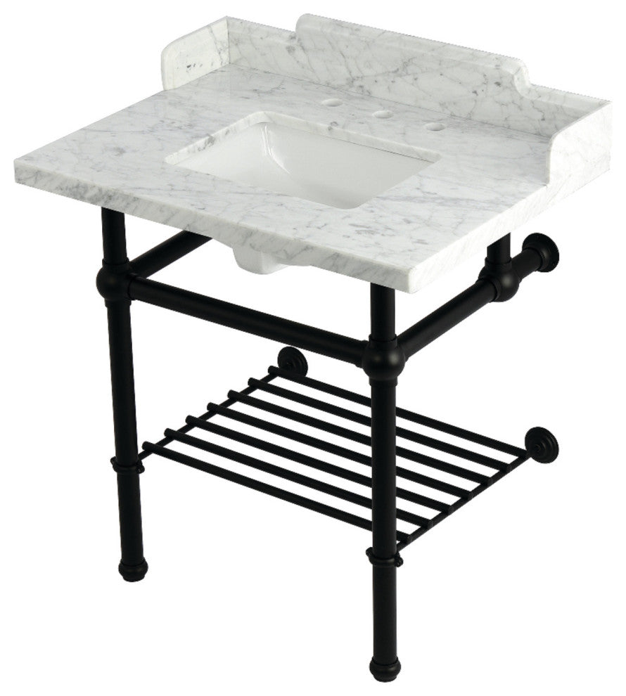 LMS3030MBSQB0 30" Console Sink with Brass Legs (8-Inch, 3 Hole)