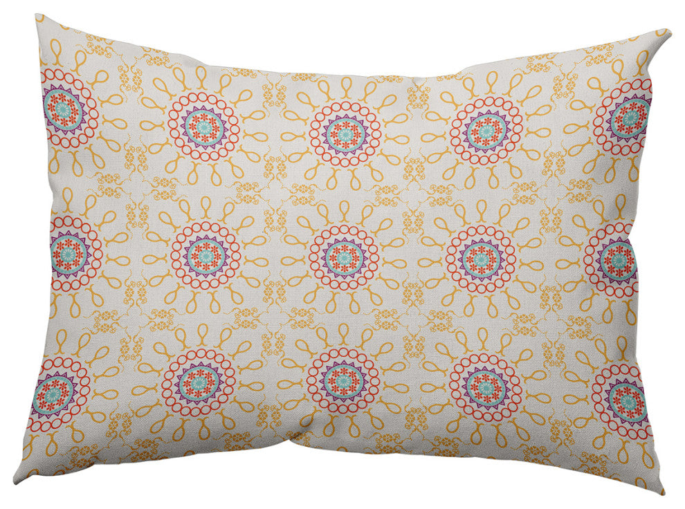 14" x 20" Sun Tile Decorative Indoor Pillow, Egg Yolk Yellow