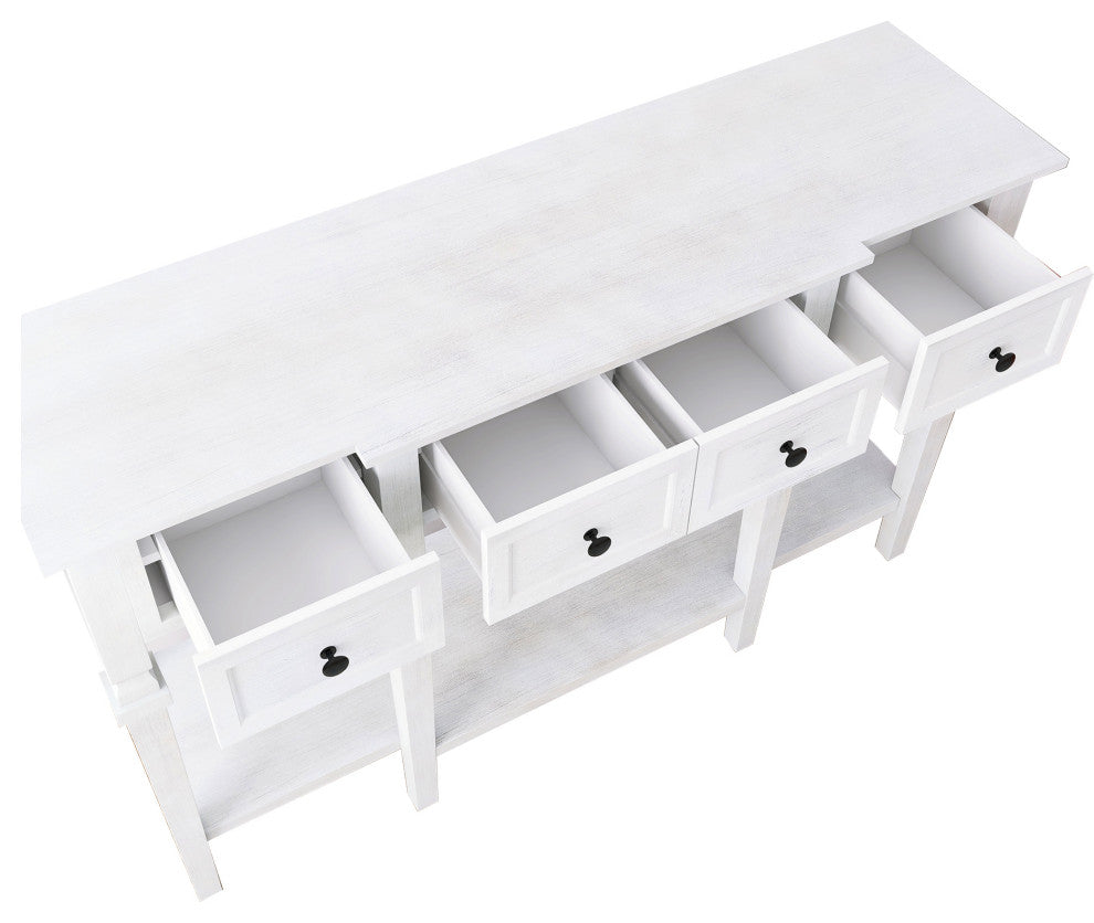 30" Tall MDF 4-Drawer Console Table in White
