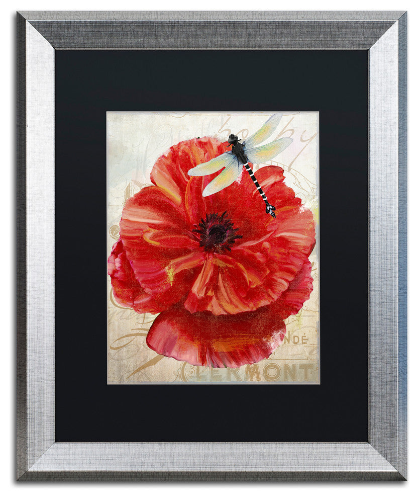 Color Bakery 'Le Pavot Dragonfly', Silver Frame, Black Mat, 16x20