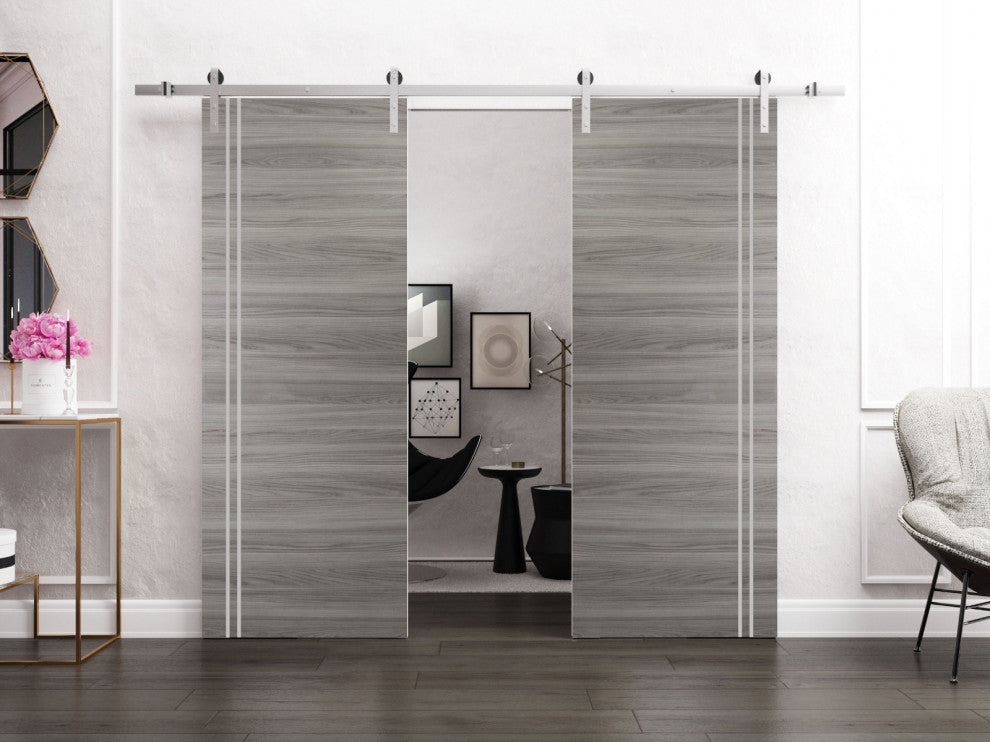 Sturdy Double Barn Door 84 x 84 with | Planum 0310 Ginger Ash with  | 14FT