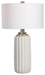 Uttermost Azariah White Crackle Table Lamp, Brushed Nickel/Crystal, 28431