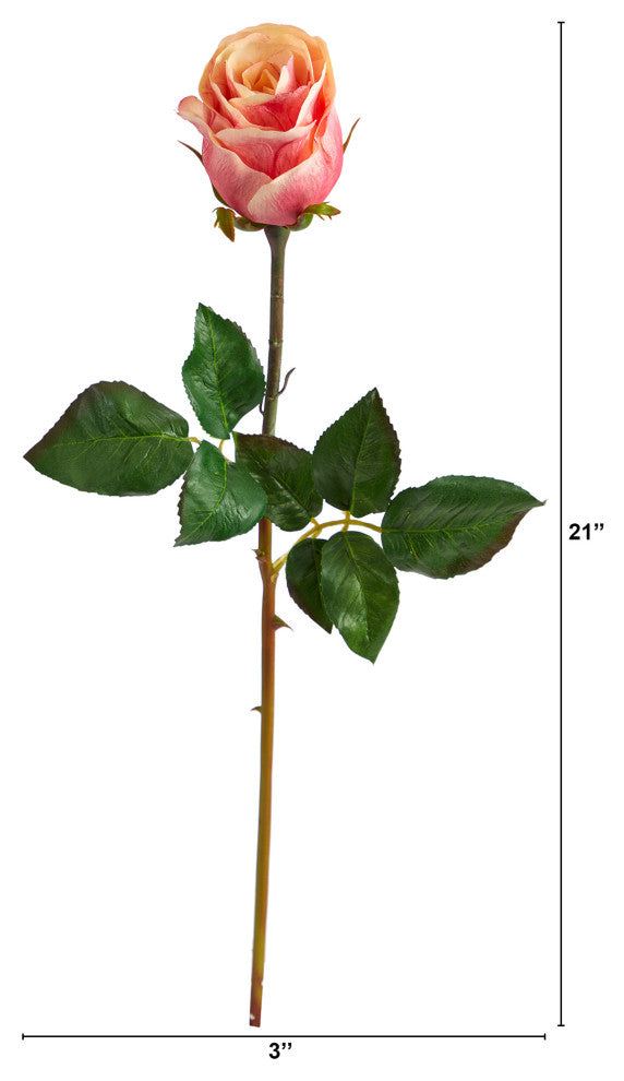 21" Rose Bud Artificial Flower, Set of 6