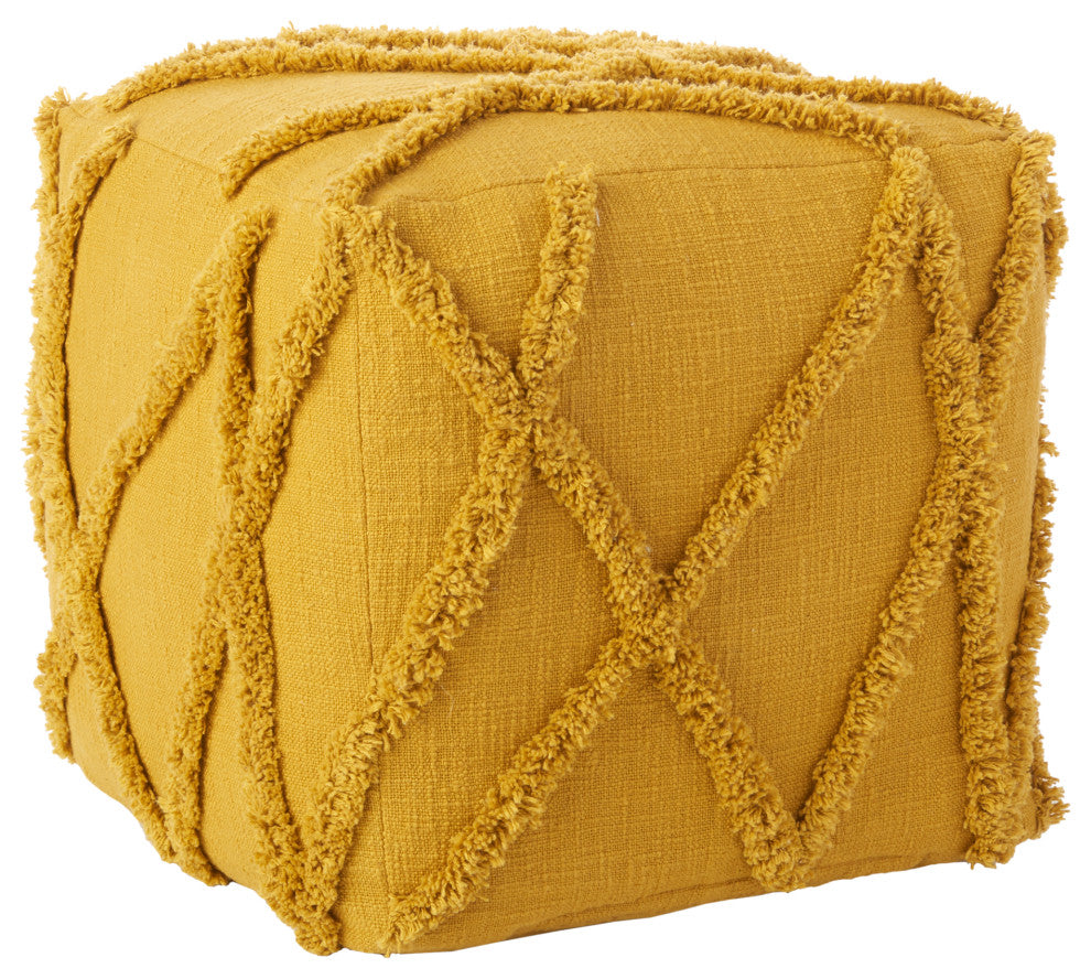 Mina Victory SH018 Pouf, Mustard, 16X16X16