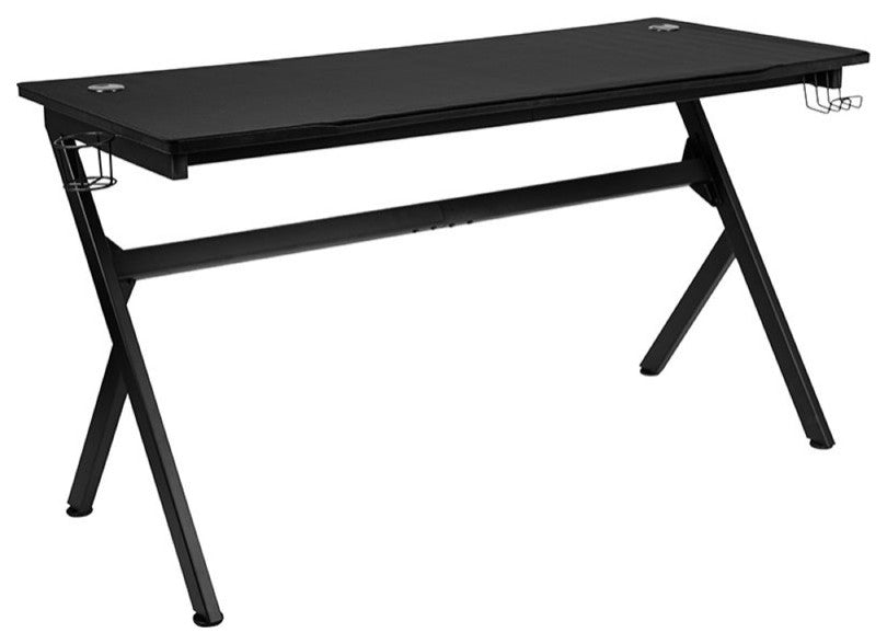 Gaming Desk and Blue Footrest Reclining Chair Set