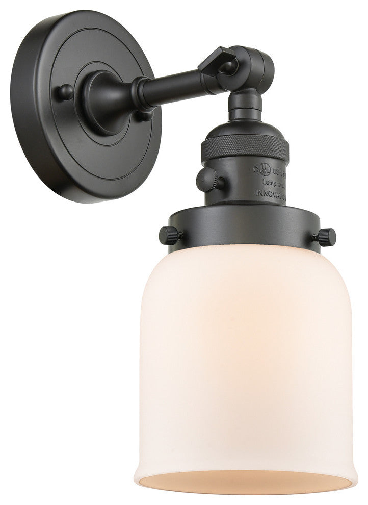 Small Bell 1-Light LED Sconce, Oil Rubbed Bronze, Glass: Matte White Cased