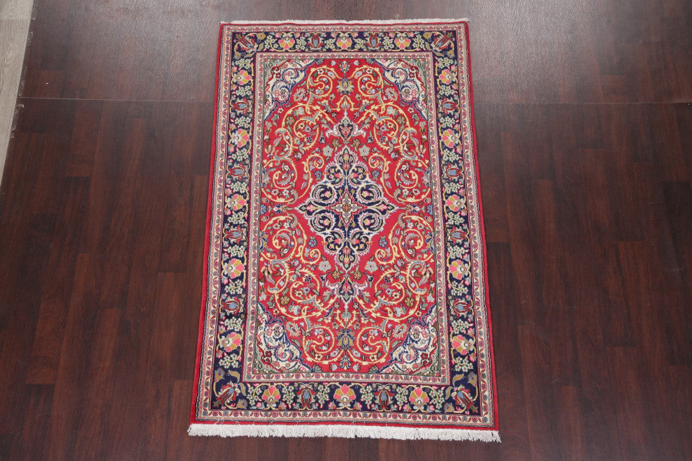 Kashan Oriental Traditional Persian Hand Made Area Rug, Red, 6'11"x4'4