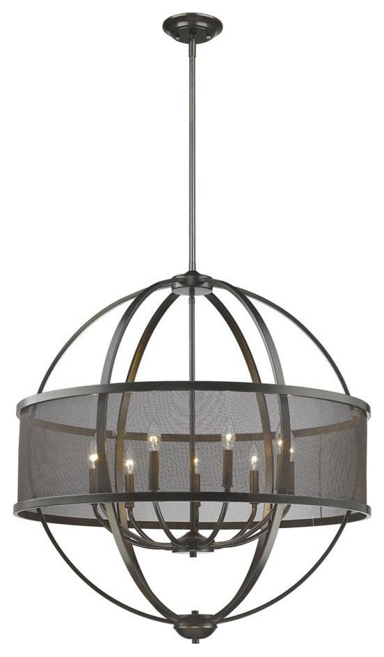 Golden Colson 9-Light Chandelier With Shade, Etruscan Bronze