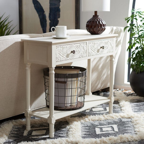 Safavieh Josie 2 Drawer Console Table, Distressed, White