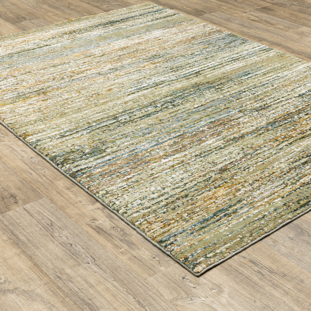 Aegina Soft Stripes Gold/Green Area Rug, 7'10"x10'10"