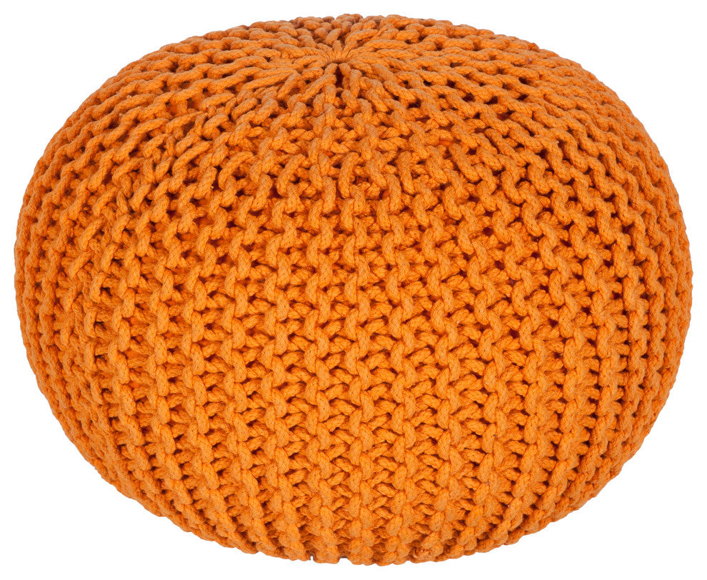 Surya Malmo Orange Pouf 14"H X 20"W X 20"D