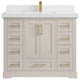 Boston 42" Single Sink Bath Vanity in Fine Grain 2" White Quartz