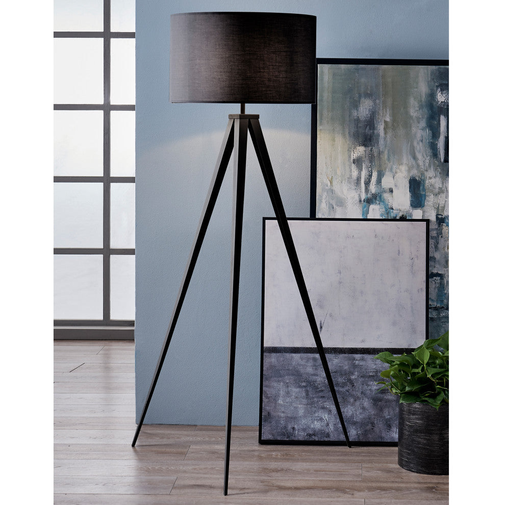 Tall Standing Light Tripod Floor Lamp, Black