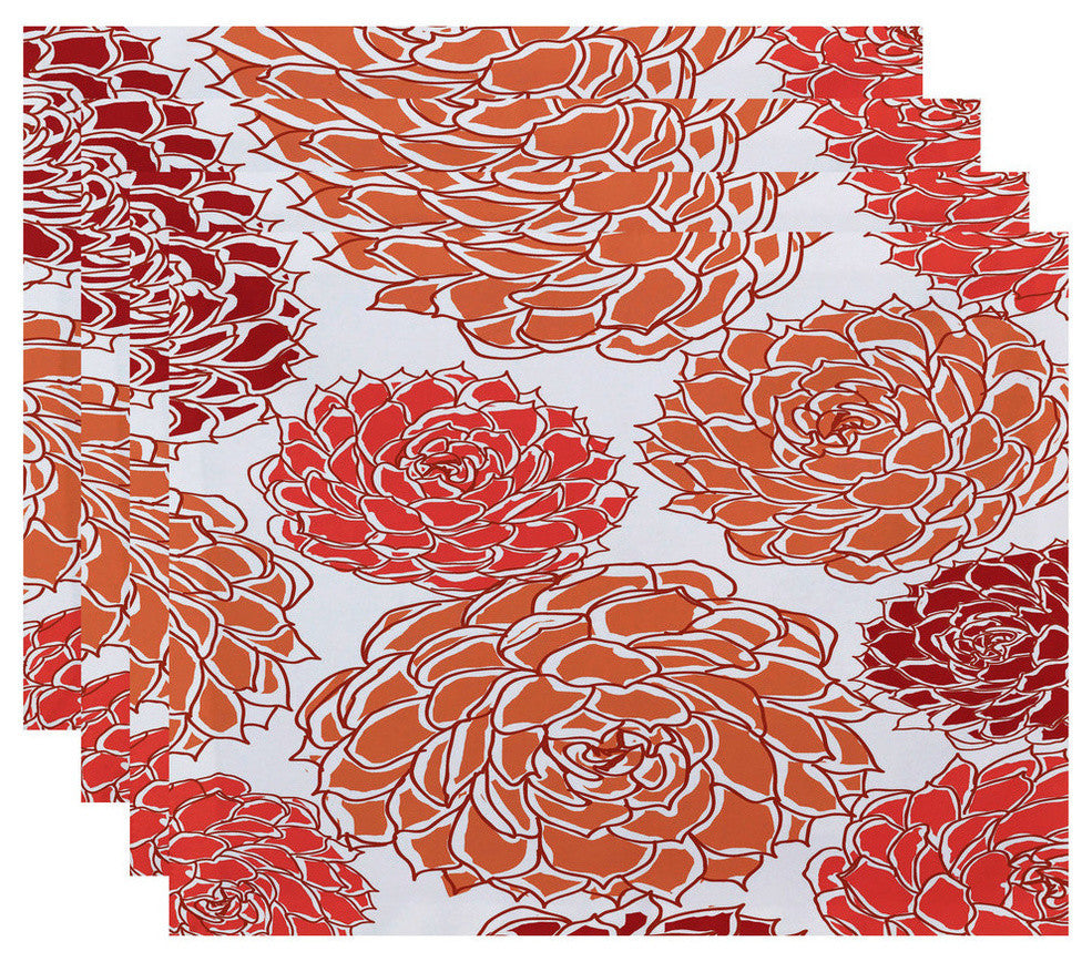 Olivia, Floral Print Placemat, Coral
