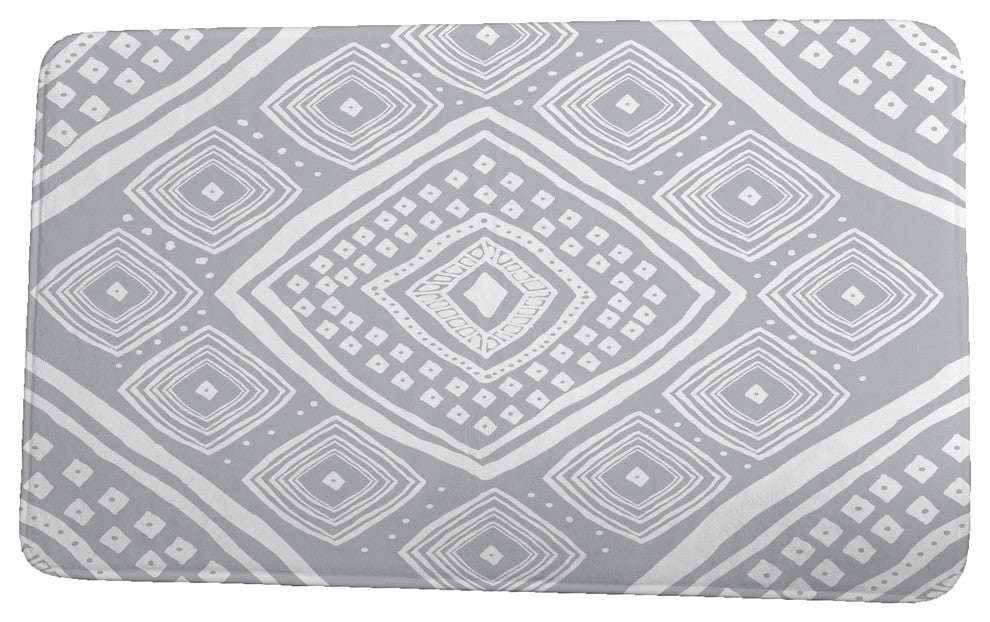 Upscale Getaway Diamond Jill Geometric Print Bath Mat, Gray, 17"x24"