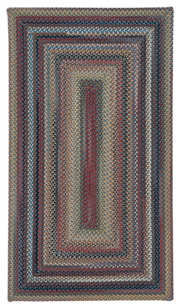 Capel Portland Medium Blue 0346_400 Braided Rugs - 5' X 8' Concentric Rectangle