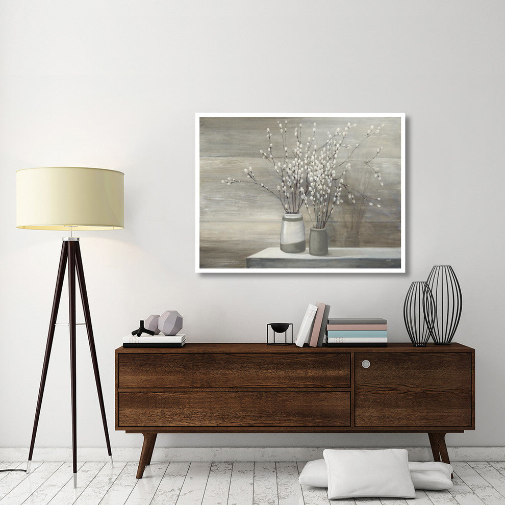 "Willow Still Life Gray Pots" Paper Art, 36"x48"
