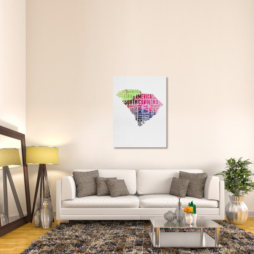 "South Carolina Watercolor Word Cloud" Fine Art Print