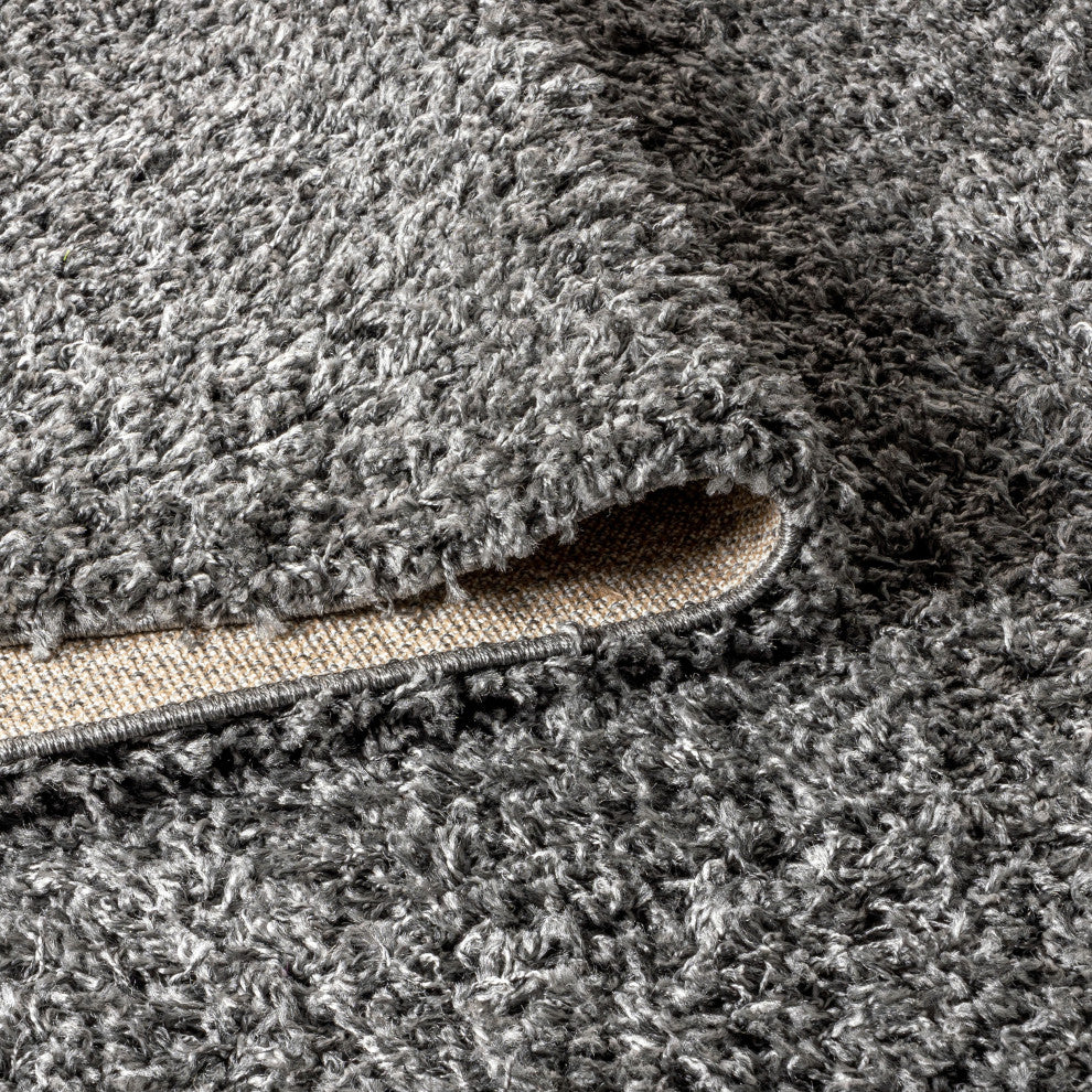Mercer Shag Plush Area Rug, Charcoal, 2 X 8