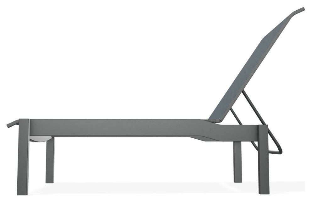 Leeward Sling Stackable Outdoor Chaise Lounge, Nimbus Ocean/Graphite