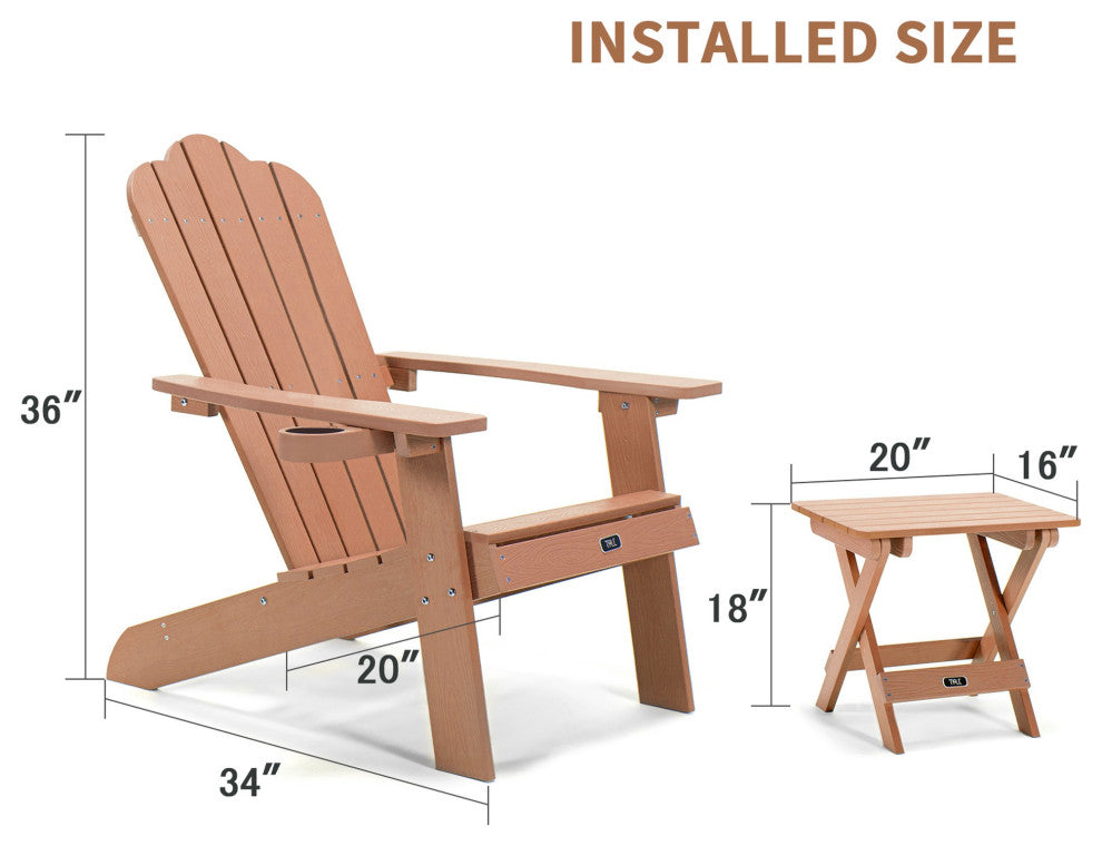Outdoor Furniture Plastic Wood Adirondack Chair With Cup Holder