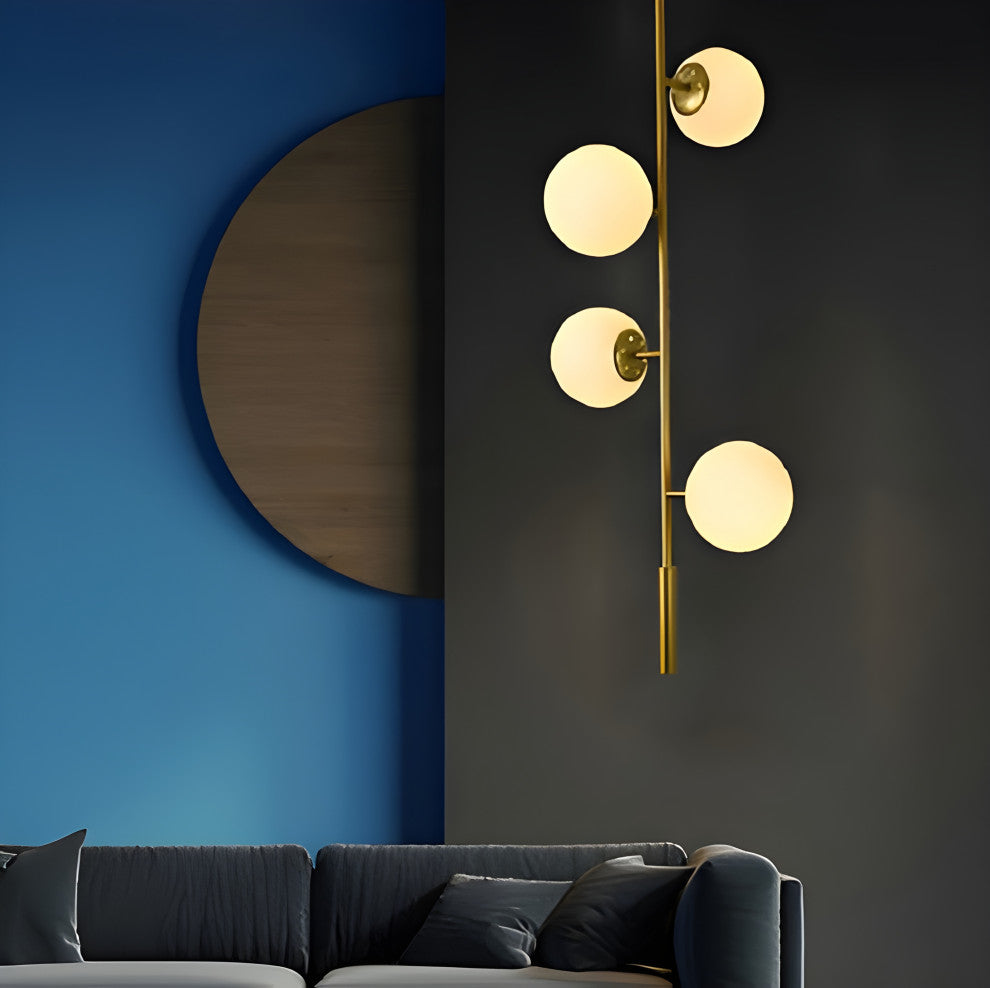 Iglesias | Luxury LED Pendant Light in the Shape of Glass Ball for Dining Room, Gold, Clear Glass, Cool Light
