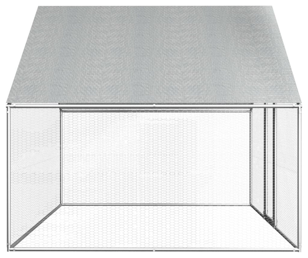 vidaXL Chicken Cage Walk-in Chicken Coop Pen Poultry Cage Galvanized Steel
