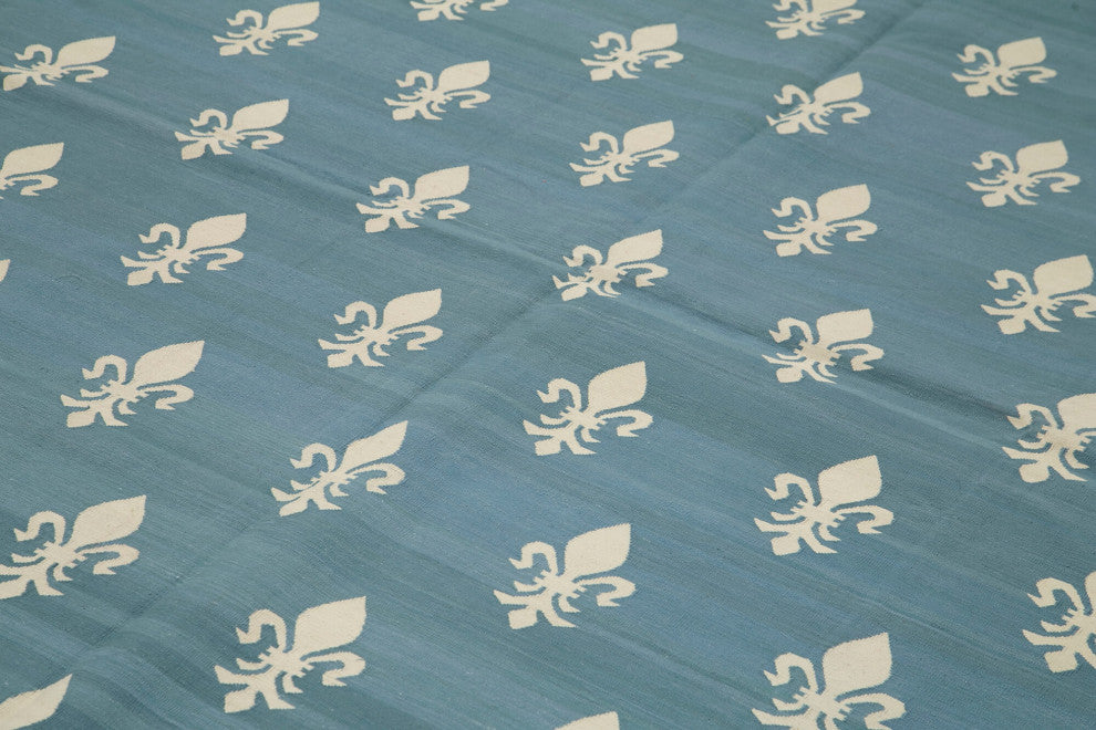Rug N Carpet - Handmade Wool 10' 2'' x 14' 0'' Geometric Dhurrie Kilim Rug